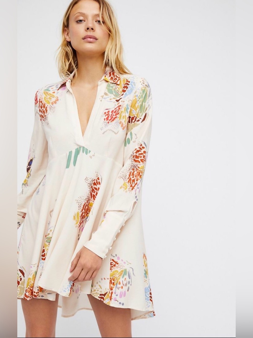 Free People Field Of Butterflies Tunic in Ivory